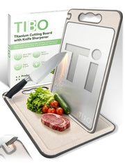 TIBO Titanium Cutting Board with Built-In Knife Sharpener