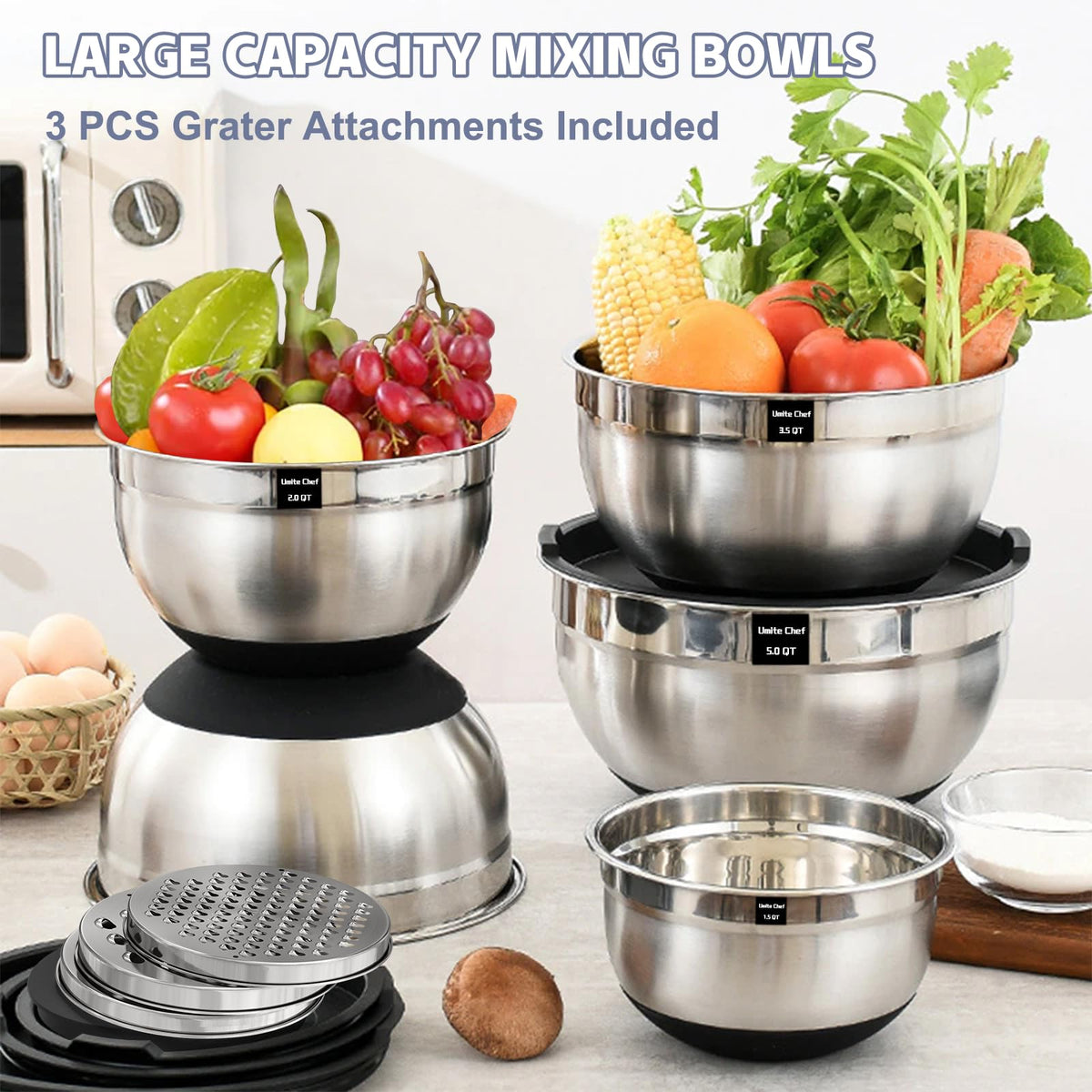 Umite Chef Mixing Bowls with Airtight Lids Set