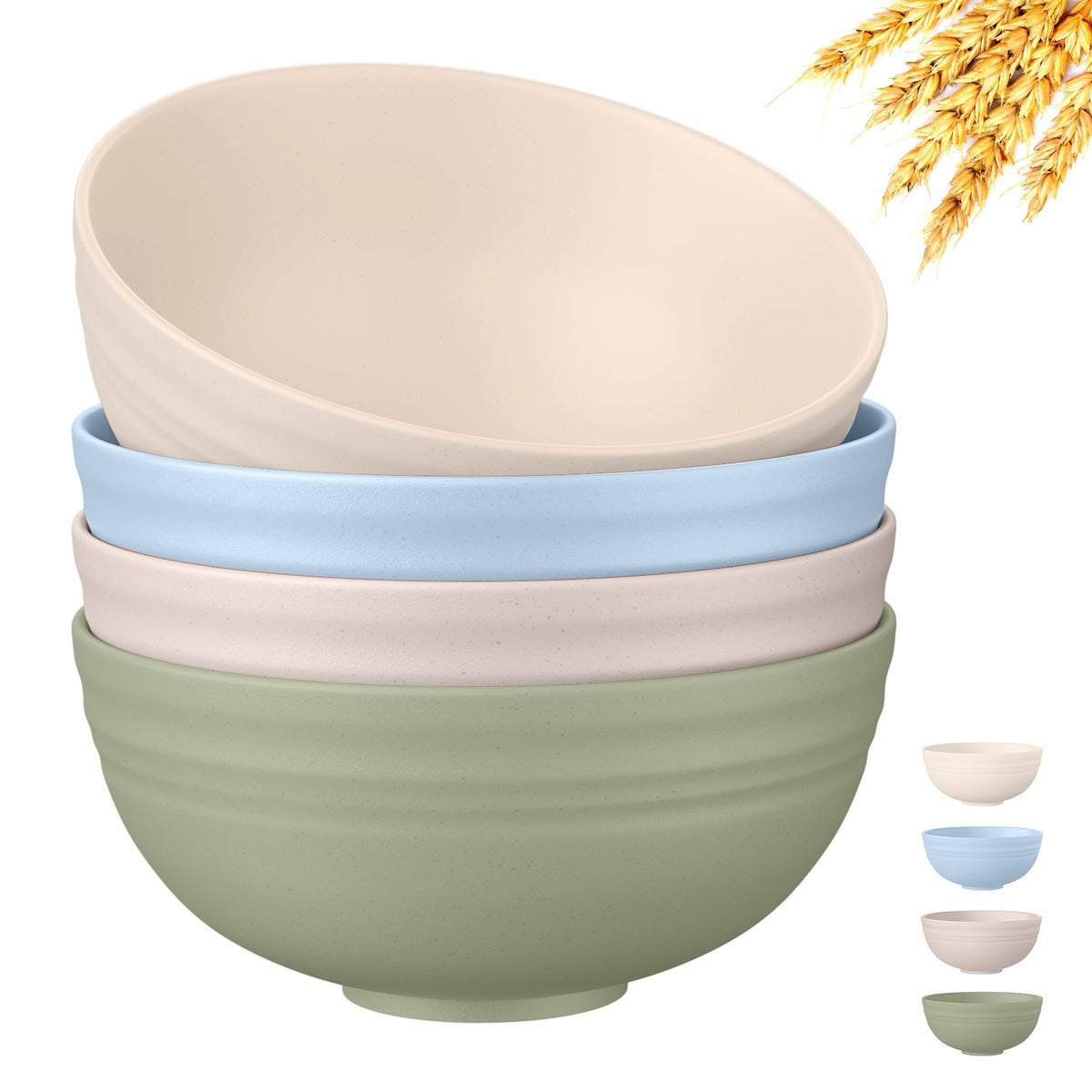 Quatish Unbreakable Wheat Straw Cereal Bowls Set