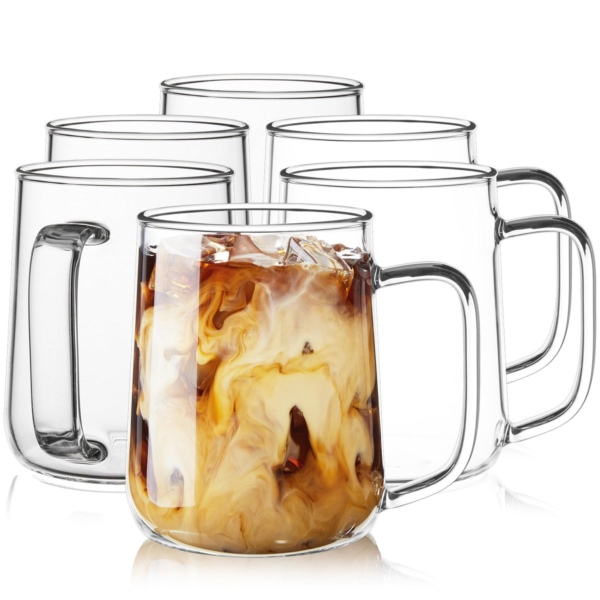 ZMZKKLL Clear Glass Coffee Mugs for Hot & Cold Drinks