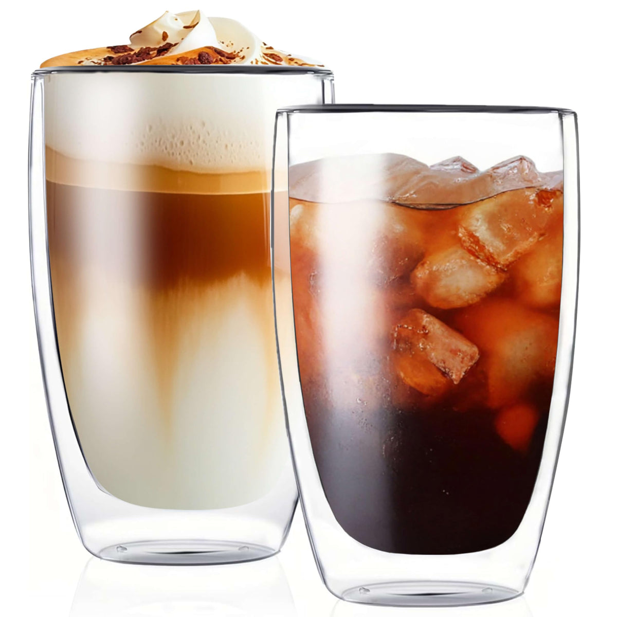 MESNEY 17 oz Double-Wall Insulated Glass Coffee Mugs