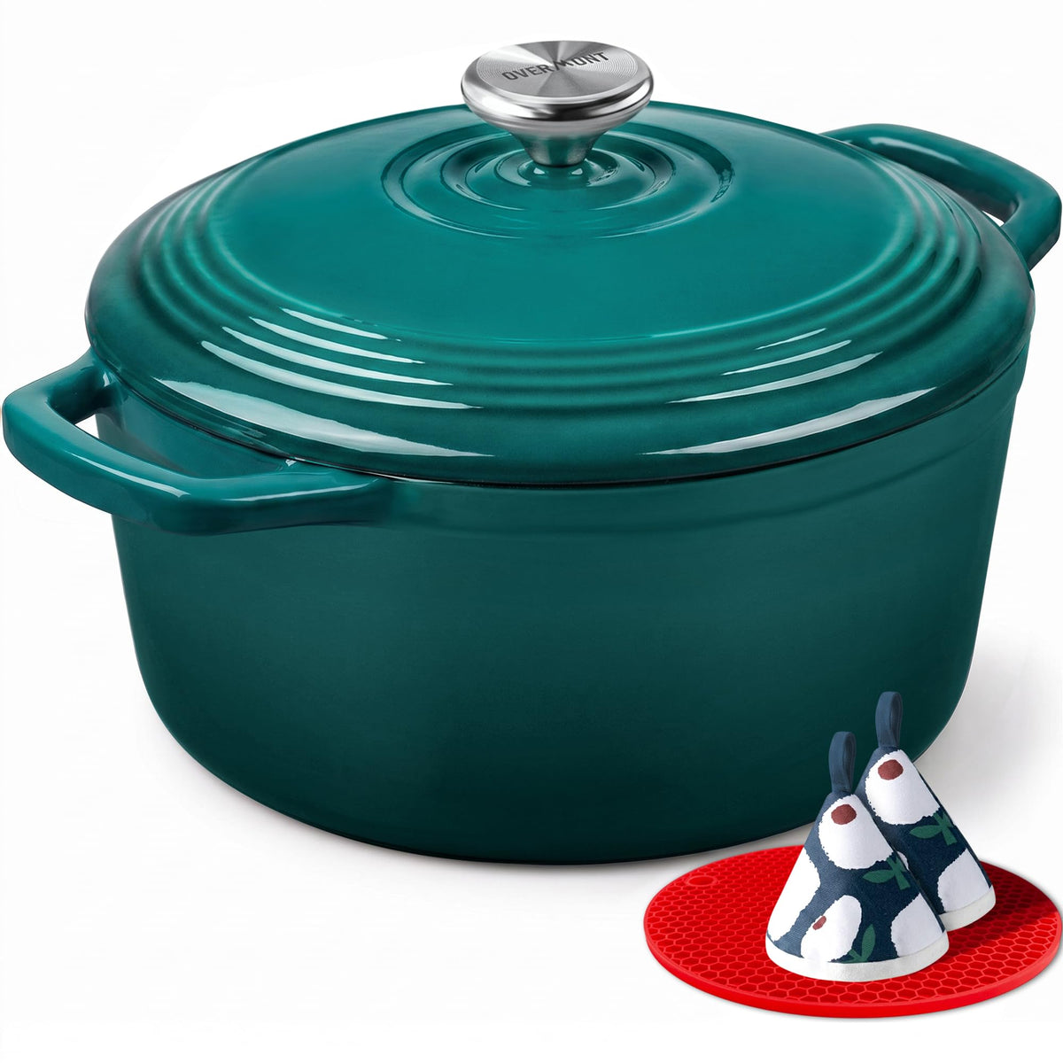 Overmont 5.5-Qt Enameled Cast Iron Dutch Oven with Lid
