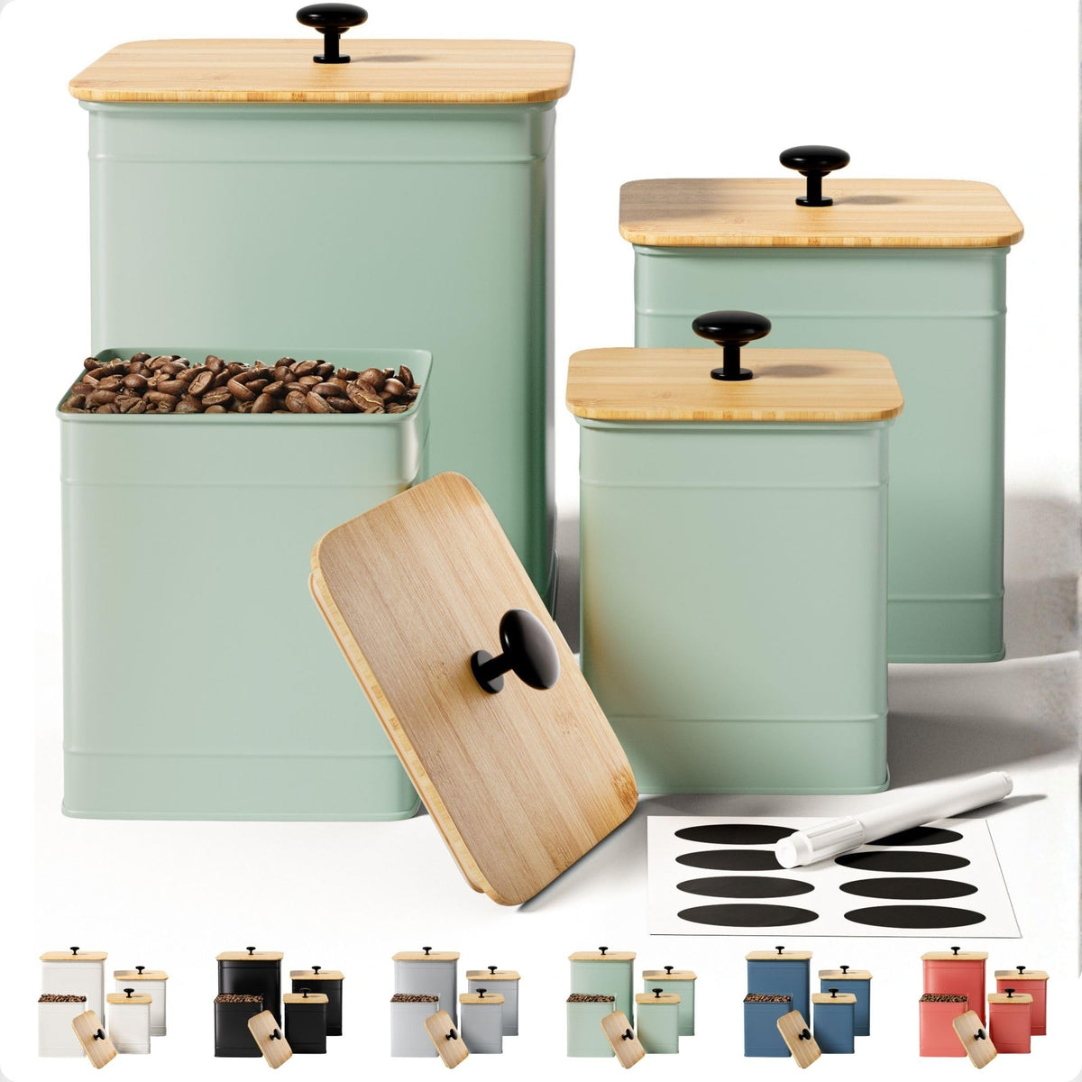 Big Iron Airtight Kitchen Canister Set with Chalkboard Labels