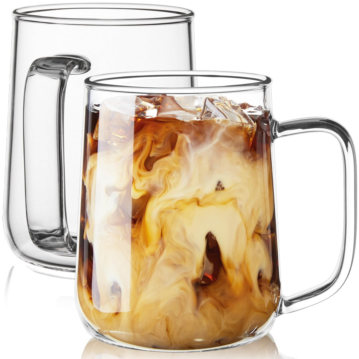ZMZKKLL Clear Glass Coffee Mugs for Hot & Cold Drinks