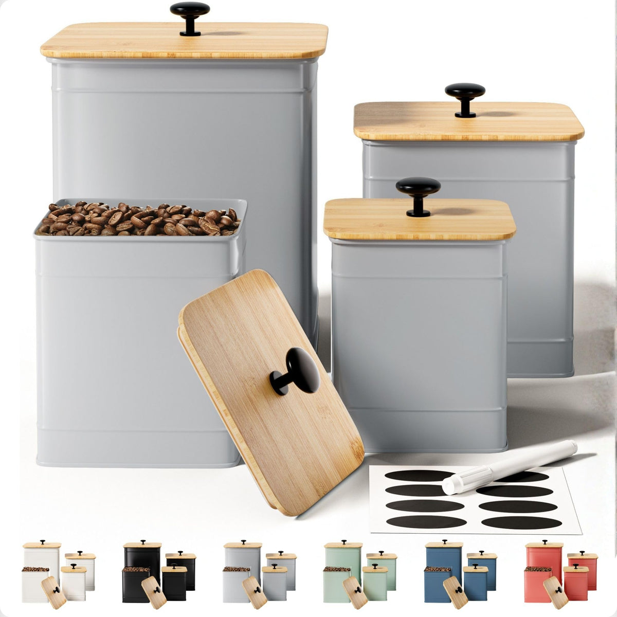 Big Iron Airtight Kitchen Canister Set with Chalkboard Labels