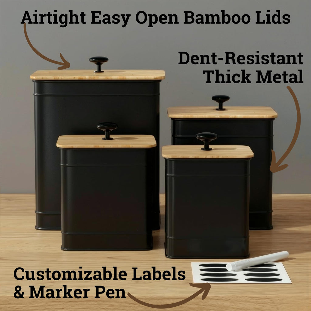 Big Iron Airtight Kitchen Canister Set with Chalkboard Labels