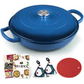 Overmont 3.8-Qt Enameled Cast Iron Braiser with Lid