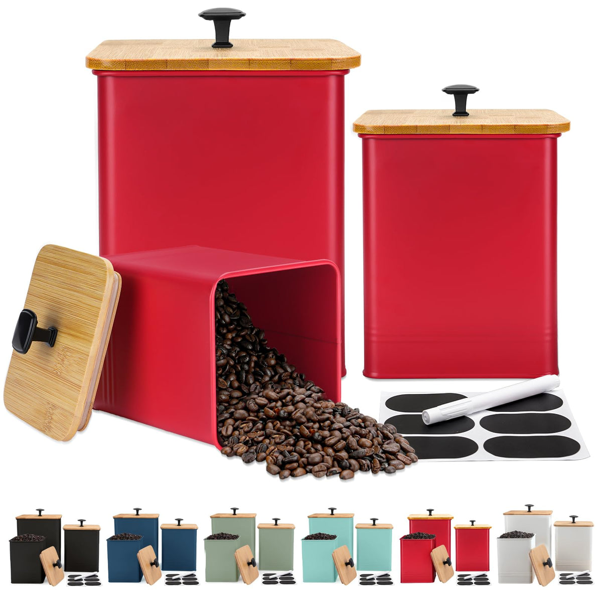 LUKMILEE Airtight Kitchen Canister Set with Chalkboard Labels