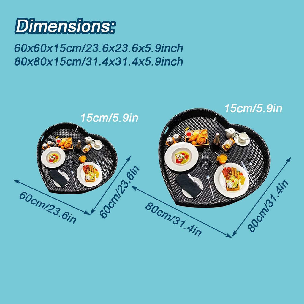 Heart-Shaped Woven Floating Pool Serving Tray for Parties