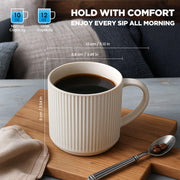 DeeCoo 12 oz Matte White Stoneware Coffee Mugs, Set of 4