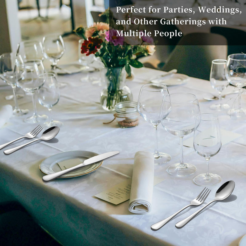 Polished Stainless Steel Silver Flatware Set for Dining