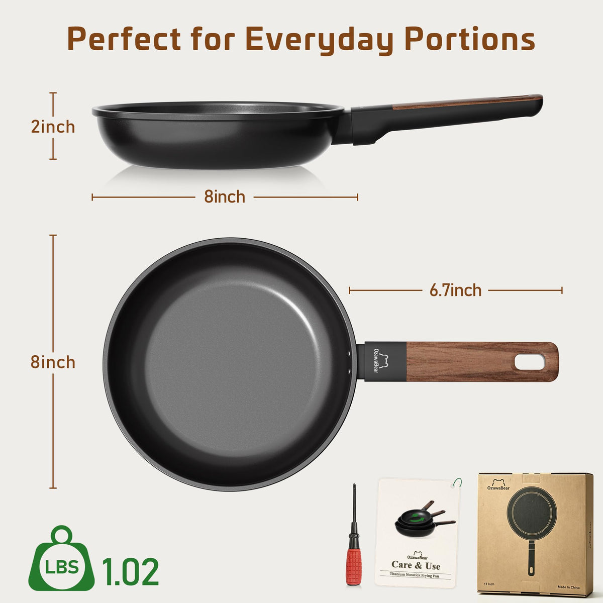 OzawaBear Titanium Nonstick Frying Pan for Induction Cooking