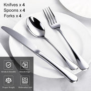 Polished Stainless Steel Silver Flatware Set for Dining