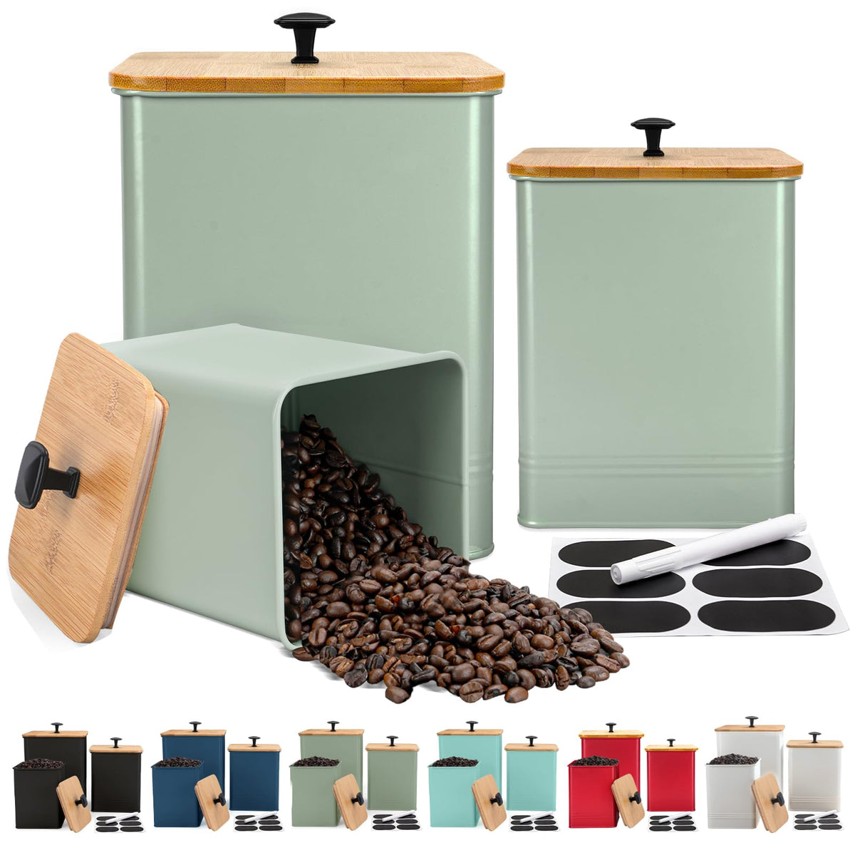 LUKMILEE Airtight Kitchen Canister Set with Chalkboard Labels
