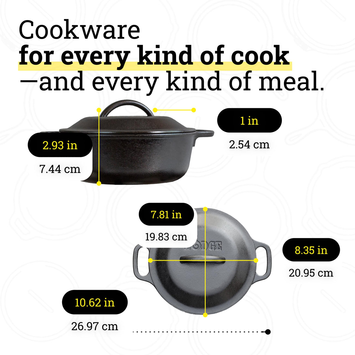 Lodge L1SP3 Cast Iron Serving Pot with Dual Handles