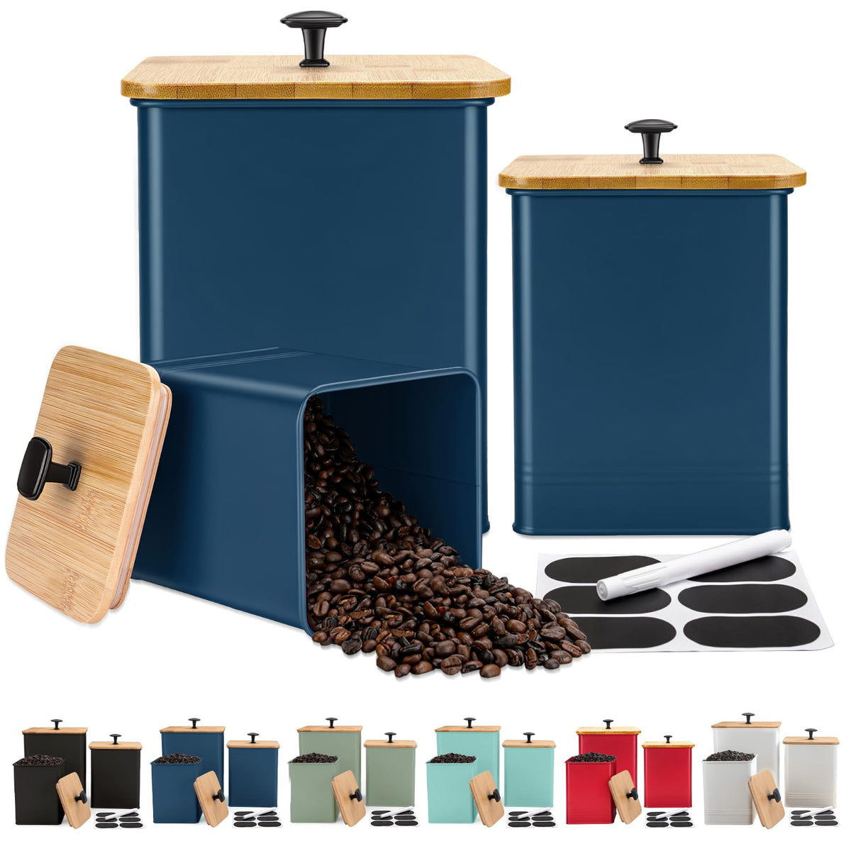 LUKMILEE Airtight Kitchen Canister Set with Chalkboard Labels