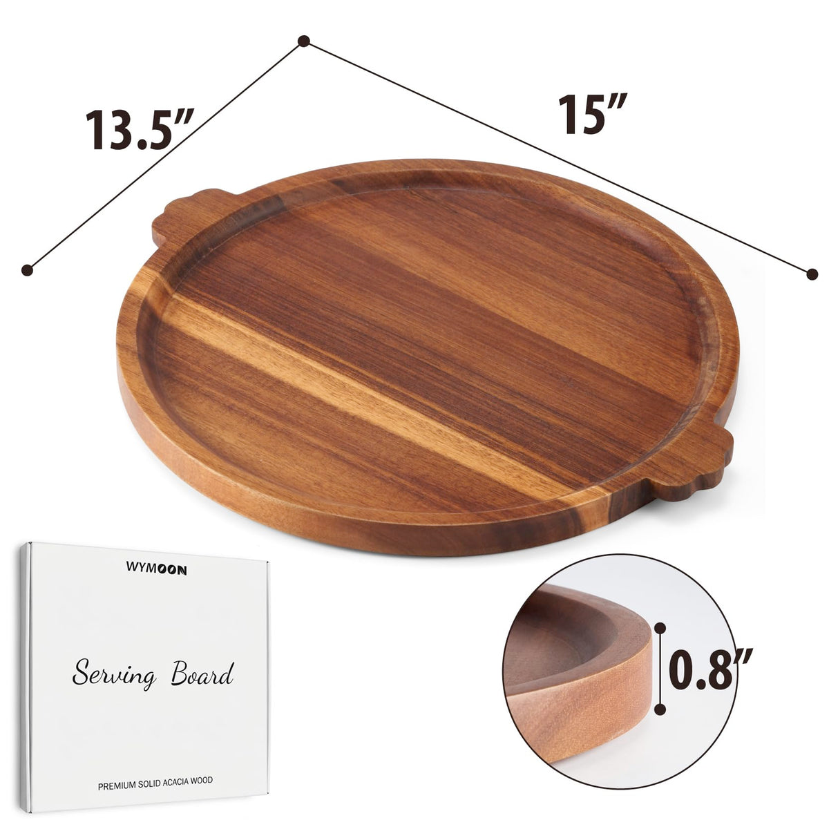 13-Inch Round Wood Charcuterie Board & Serving Tray