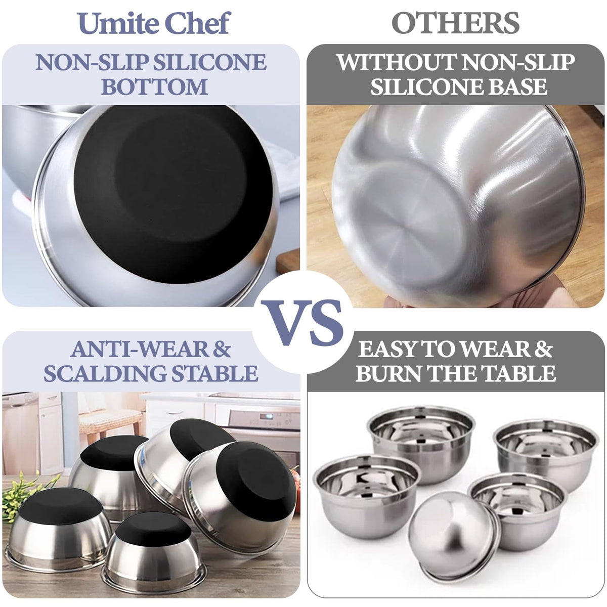 Umite Chef Mixing Bowls with Airtight Lids Set