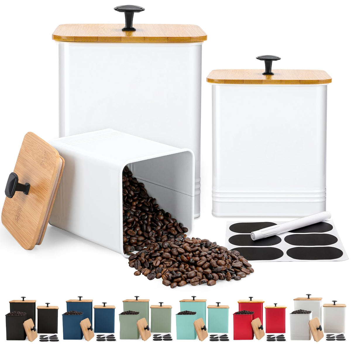 LUKMILEE Airtight Kitchen Canister Set with Chalkboard Labels