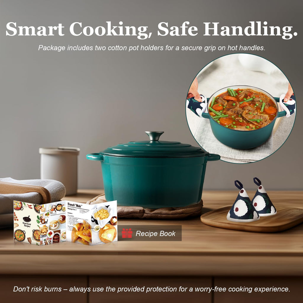 Overmont 5.5-Qt Enameled Cast Iron Dutch Oven with Lid