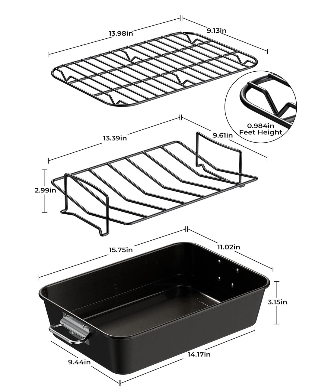 Armorbear Turkey Roasting Pan with Rack for Oven Cooking