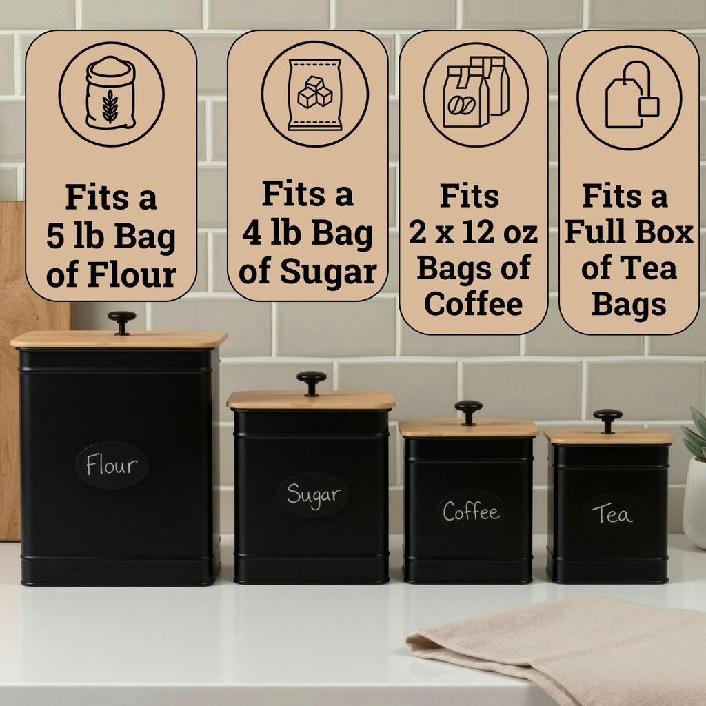 Big Iron Airtight Kitchen Canister Set with Chalkboard Labels