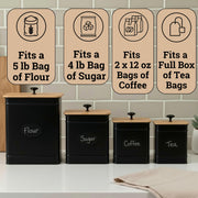 Big Iron Airtight Kitchen Canister Set with Chalkboard Labels