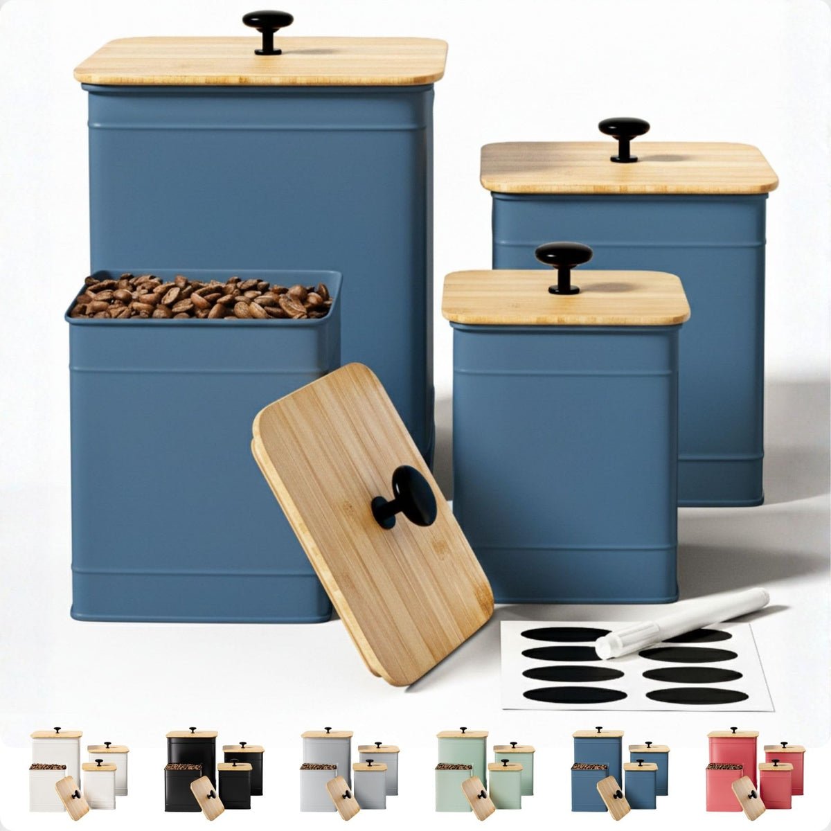Big Iron Airtight Kitchen Canister Set with Chalkboard Labels