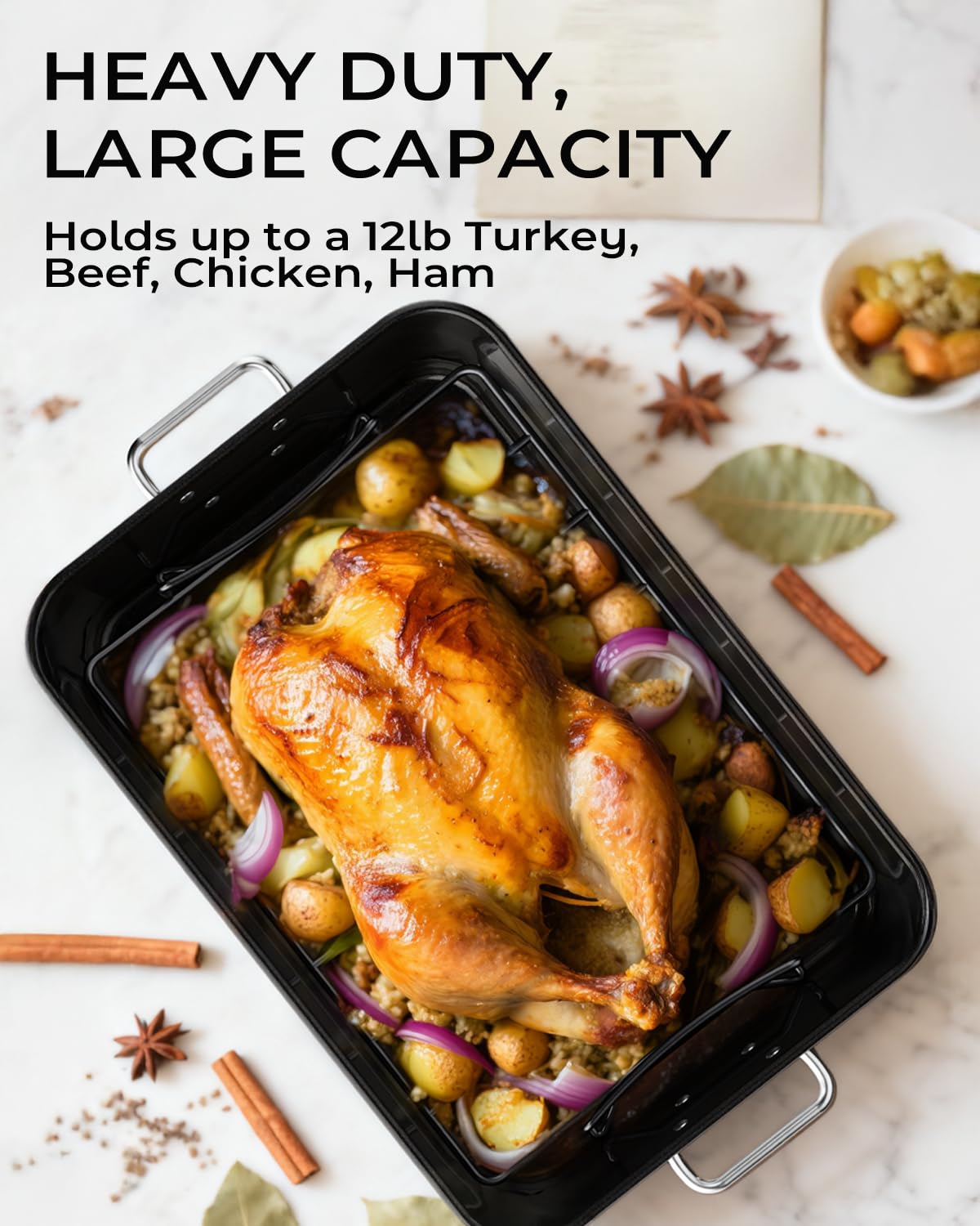 Armorbear Turkey Roasting Pan with Rack for Oven Cooking