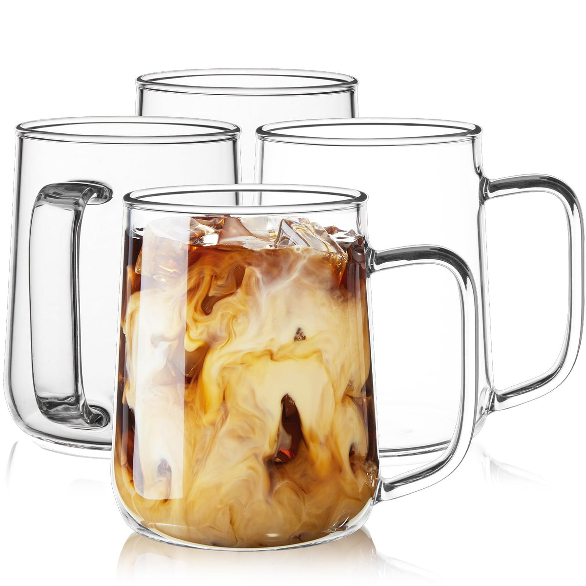 ZMZKKLL Clear Glass Coffee Mugs for Hot & Cold Drinks