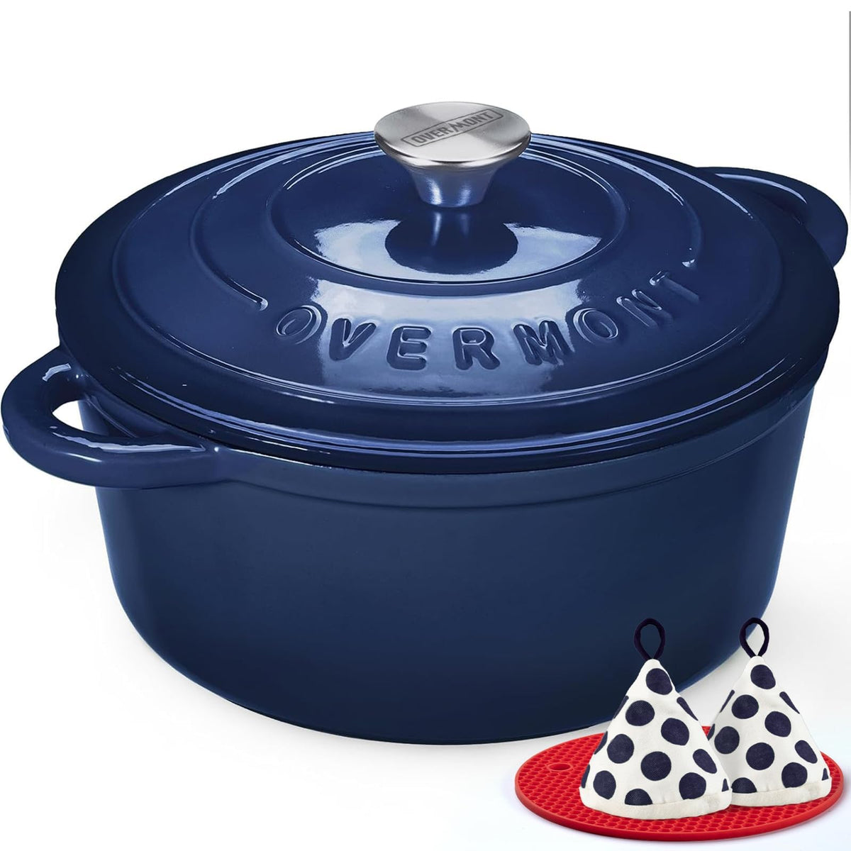 Overmont 5.5-Qt Enameled Cast Iron Dutch Oven with Lid