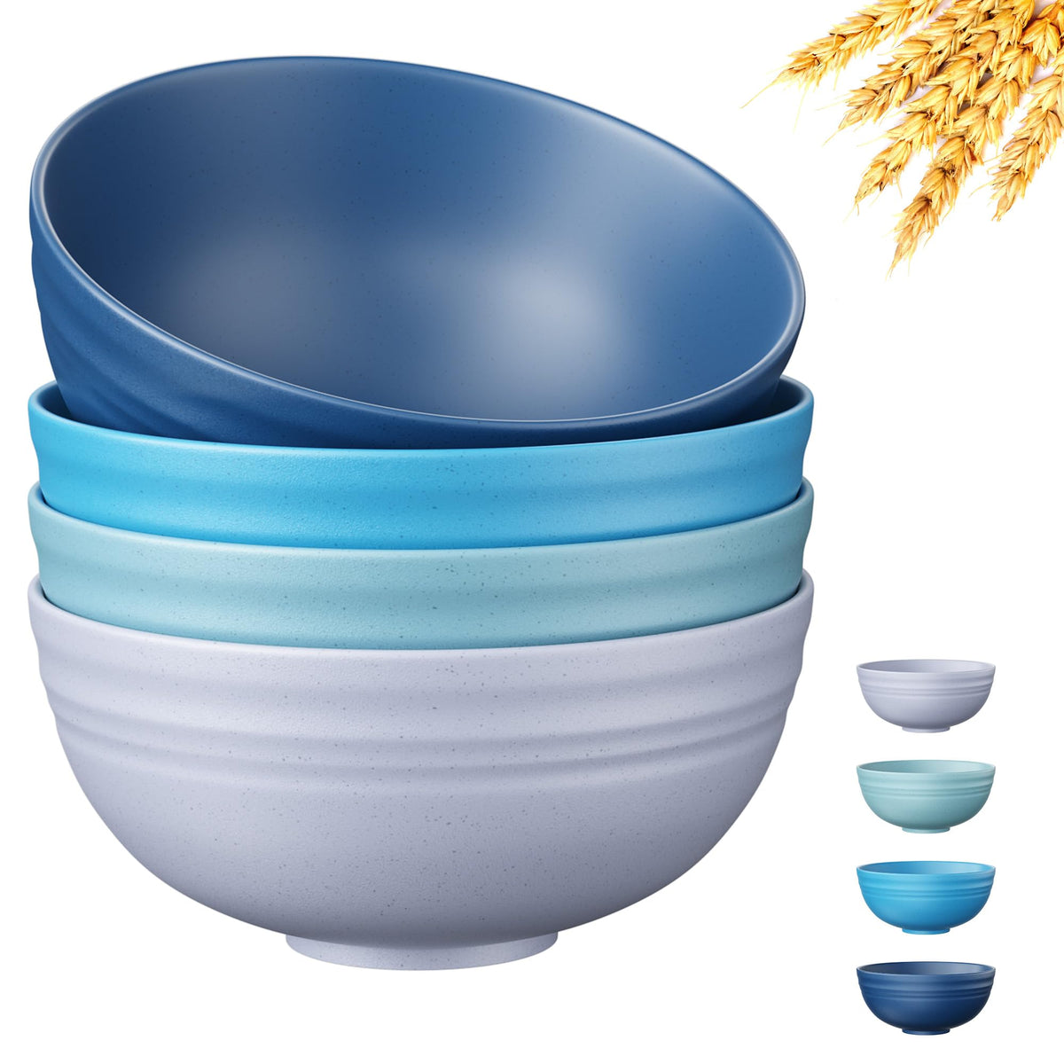 Quatish Unbreakable Wheat Straw Cereal Bowls Set