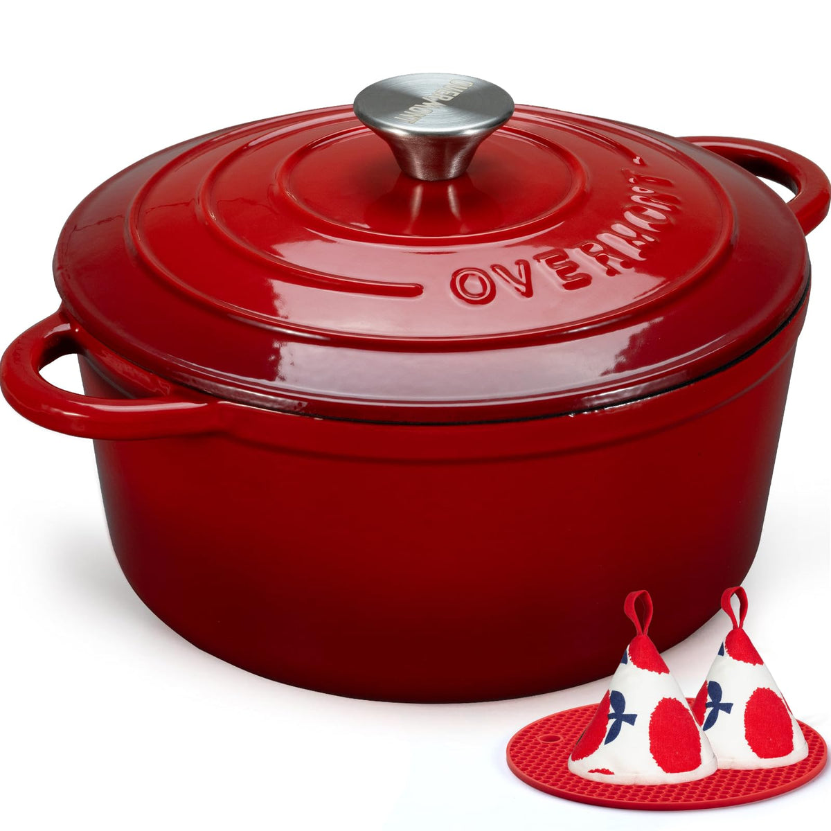 Overmont 5.5-Qt Enameled Cast Iron Dutch Oven with Lid