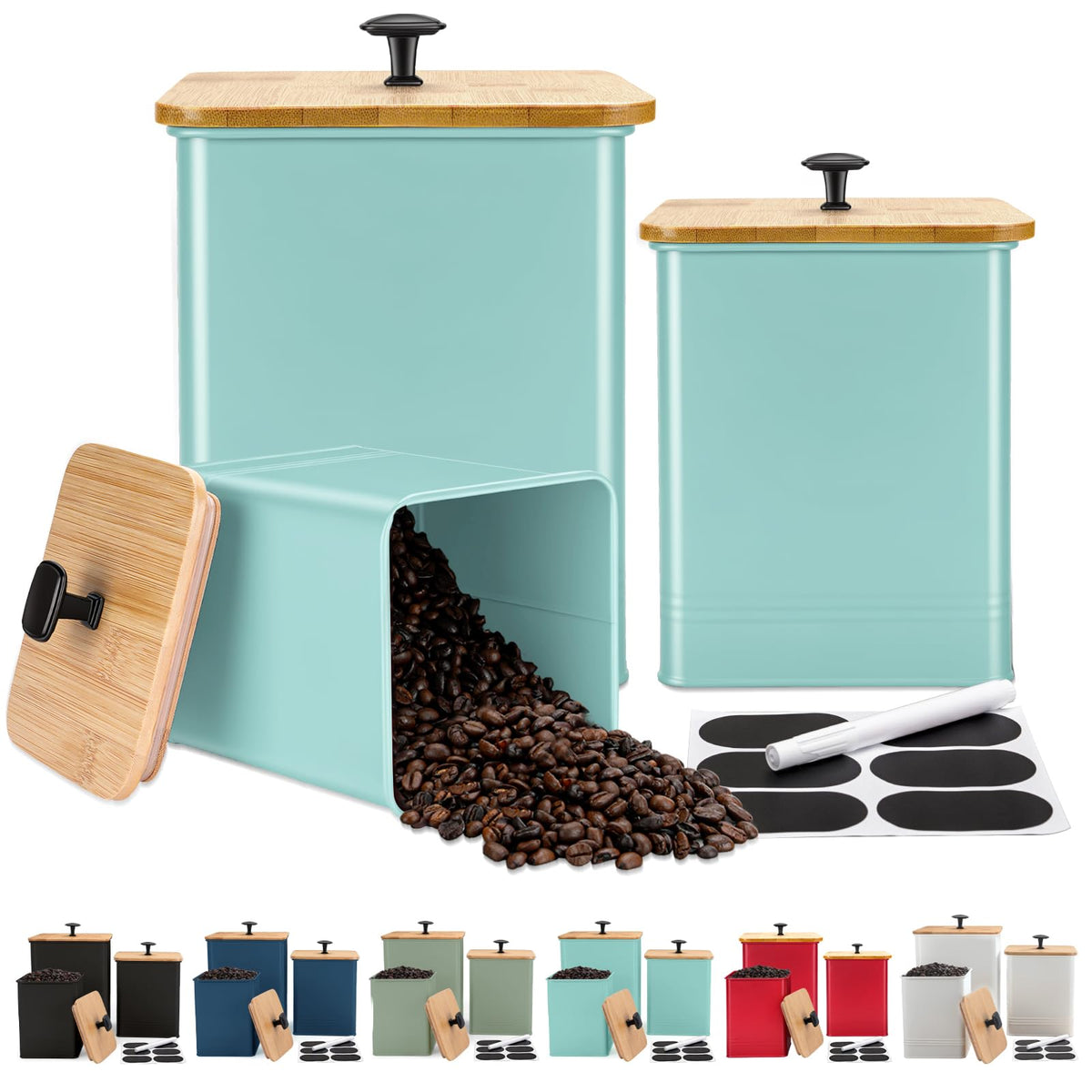 LUKMILEE Airtight Kitchen Canister Set with Chalkboard Labels