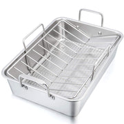 P&P CHEF Stainless Steel Roasting Pan with Racks for Turkey