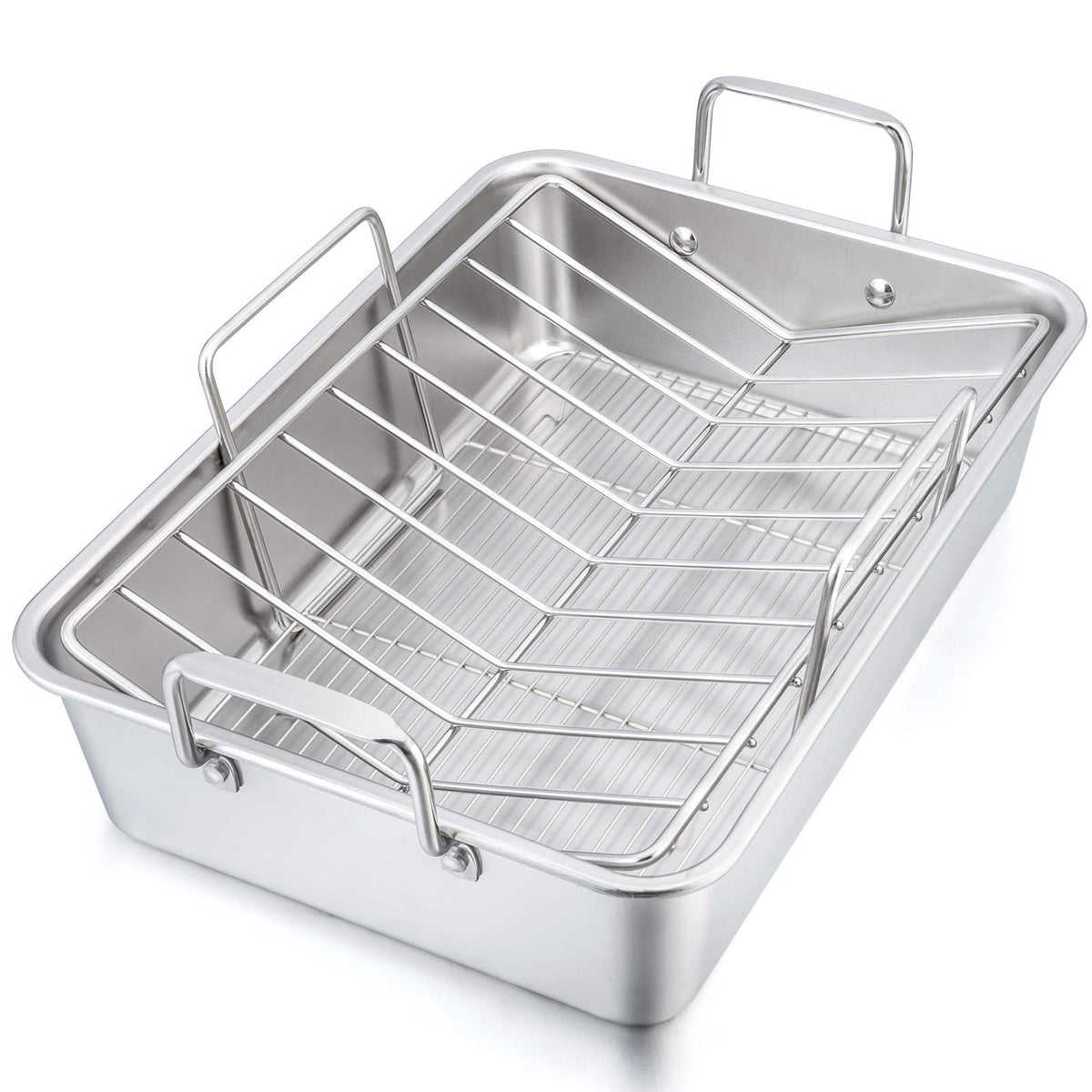 P&P CHEF Stainless Steel Roasting Pan with Racks for Turkey