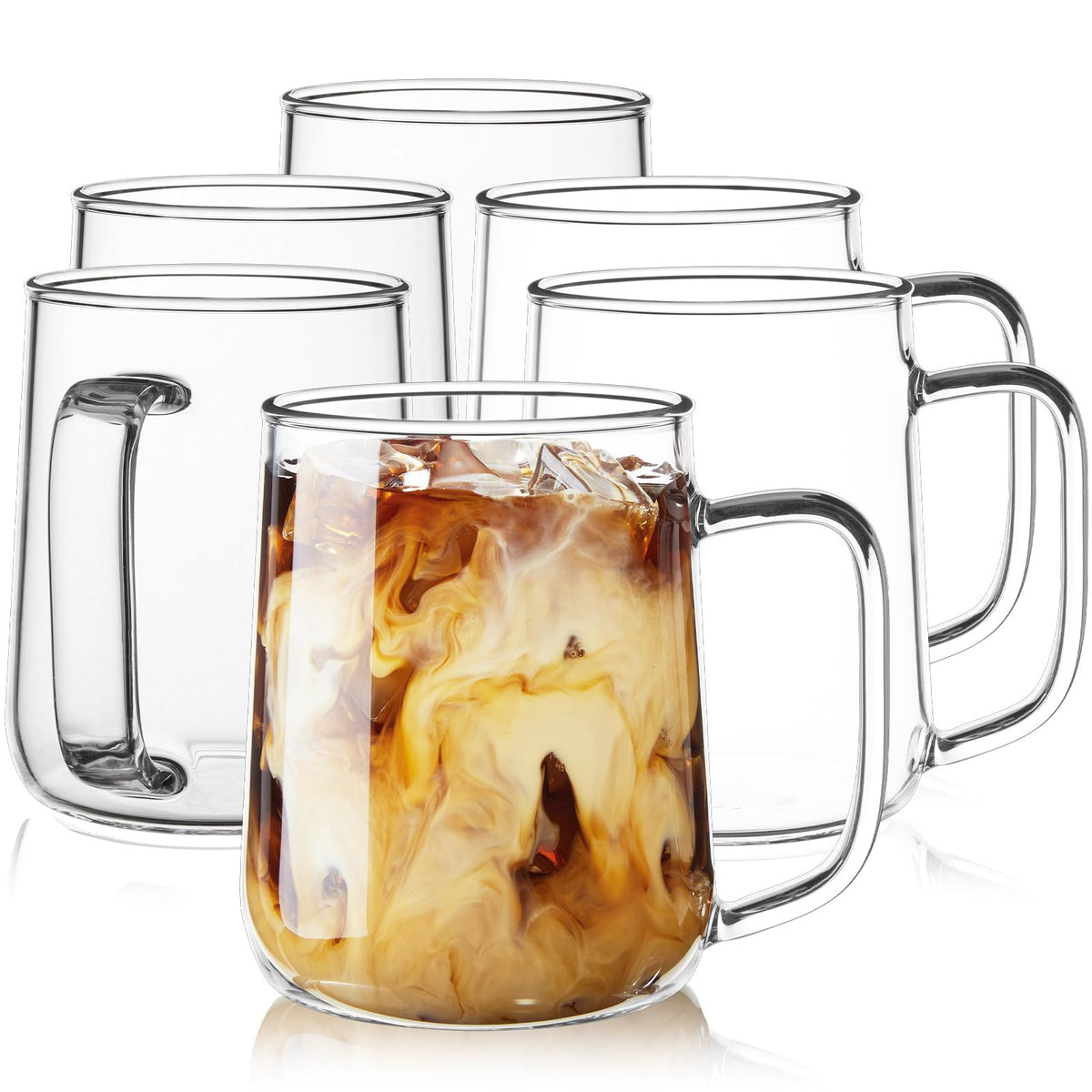 ZMZKKLL Clear Glass Coffee Mugs for Hot & Cold Drinks