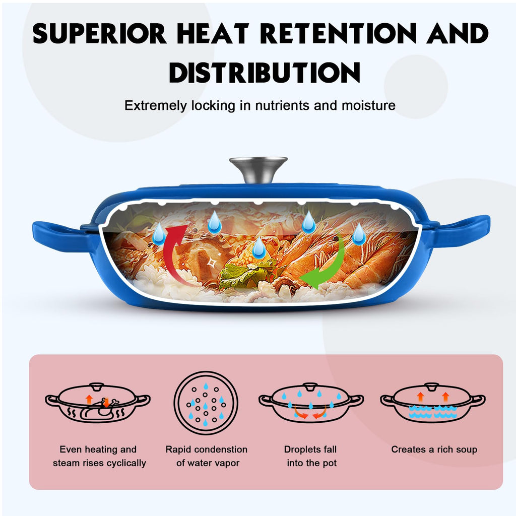 Overmont 3.8-Qt Enameled Cast Iron Braiser with Lid