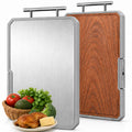 Dual-Sided Titanium & Ebony Wood Cutting Board with Sharpener