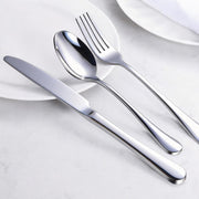 Polished Stainless Steel Silver Flatware Set for Dining