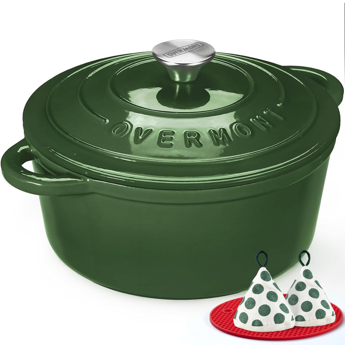 Overmont 5.5-Qt Enameled Cast Iron Dutch Oven with Lid