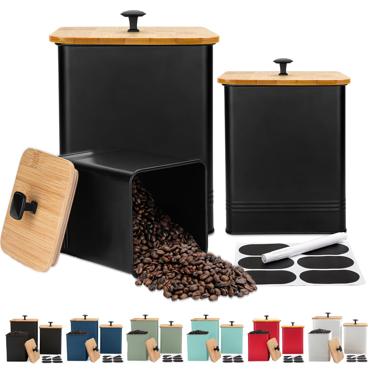 LUKMILEE Airtight Kitchen Canister Set with Chalkboard Labels