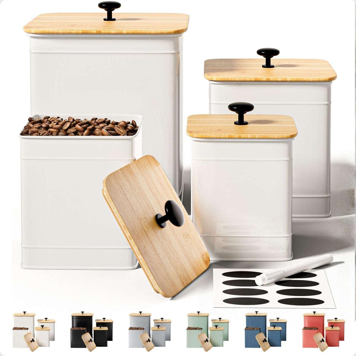 Big Iron Airtight Kitchen Canister Set with Chalkboard Labels