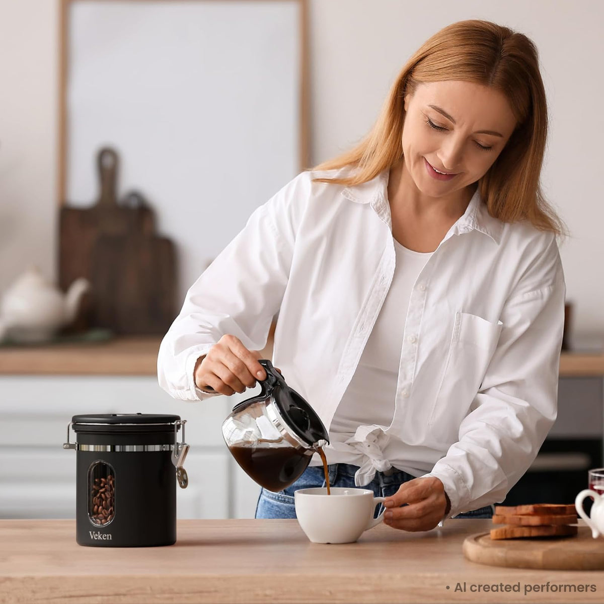 Veken Airtight Stainless Steel Coffee Canister with Scoop