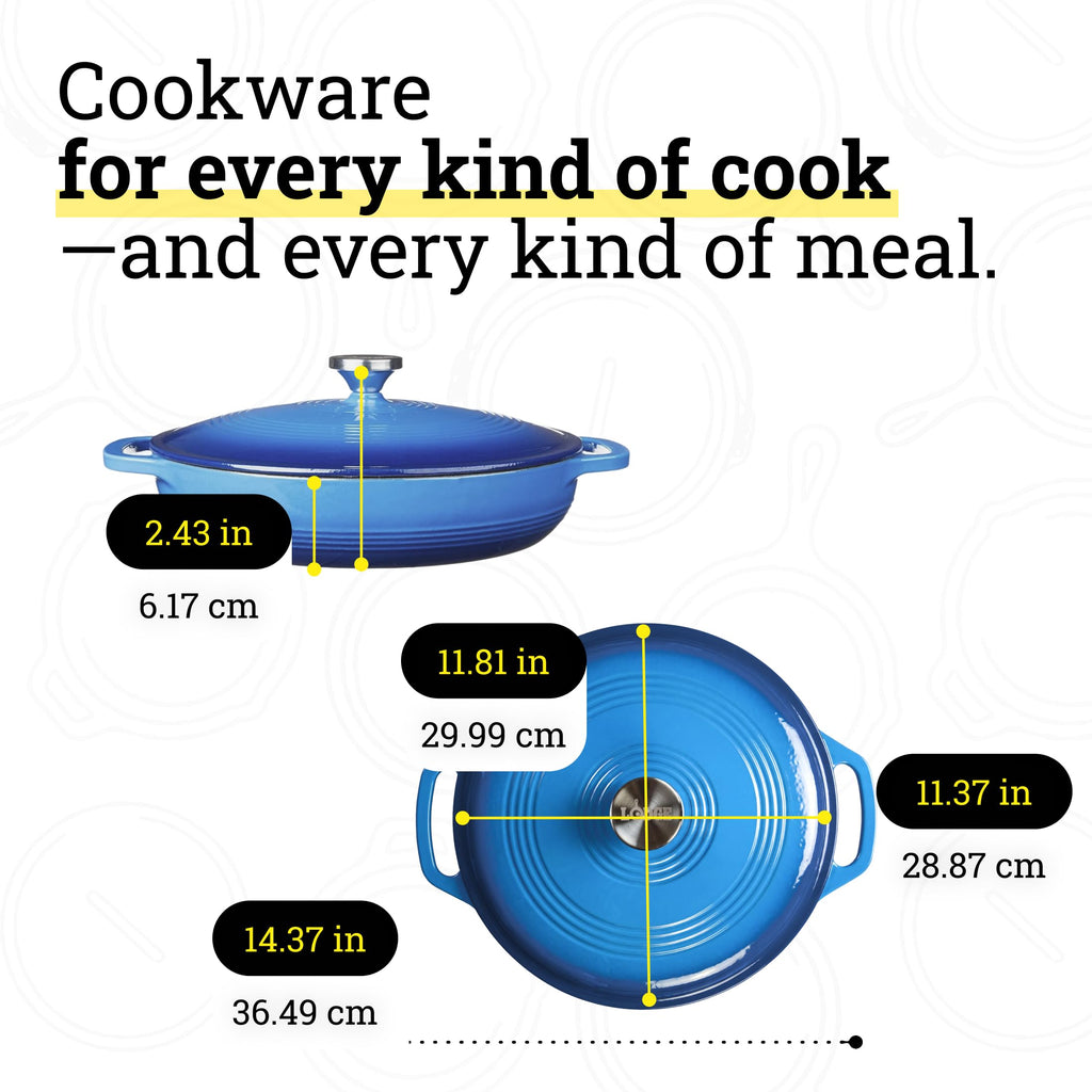 Lodge Oval Cast Iron Casserole Dish for Oven Cooking