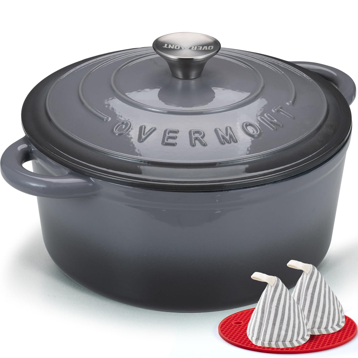 Overmont 5.5-Qt Enameled Cast Iron Dutch Oven with Lid