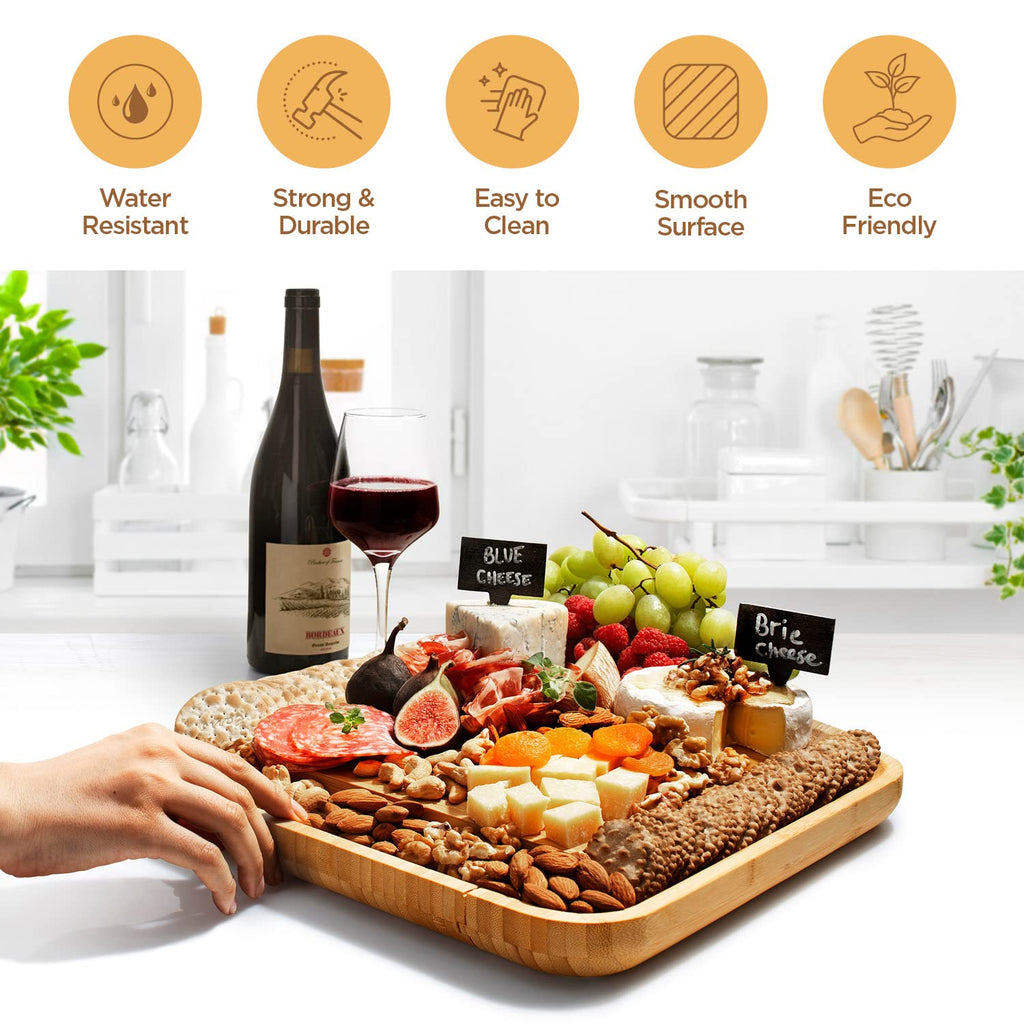 Bamboo Charcuterie Cheese Board Gift Set with Accessories