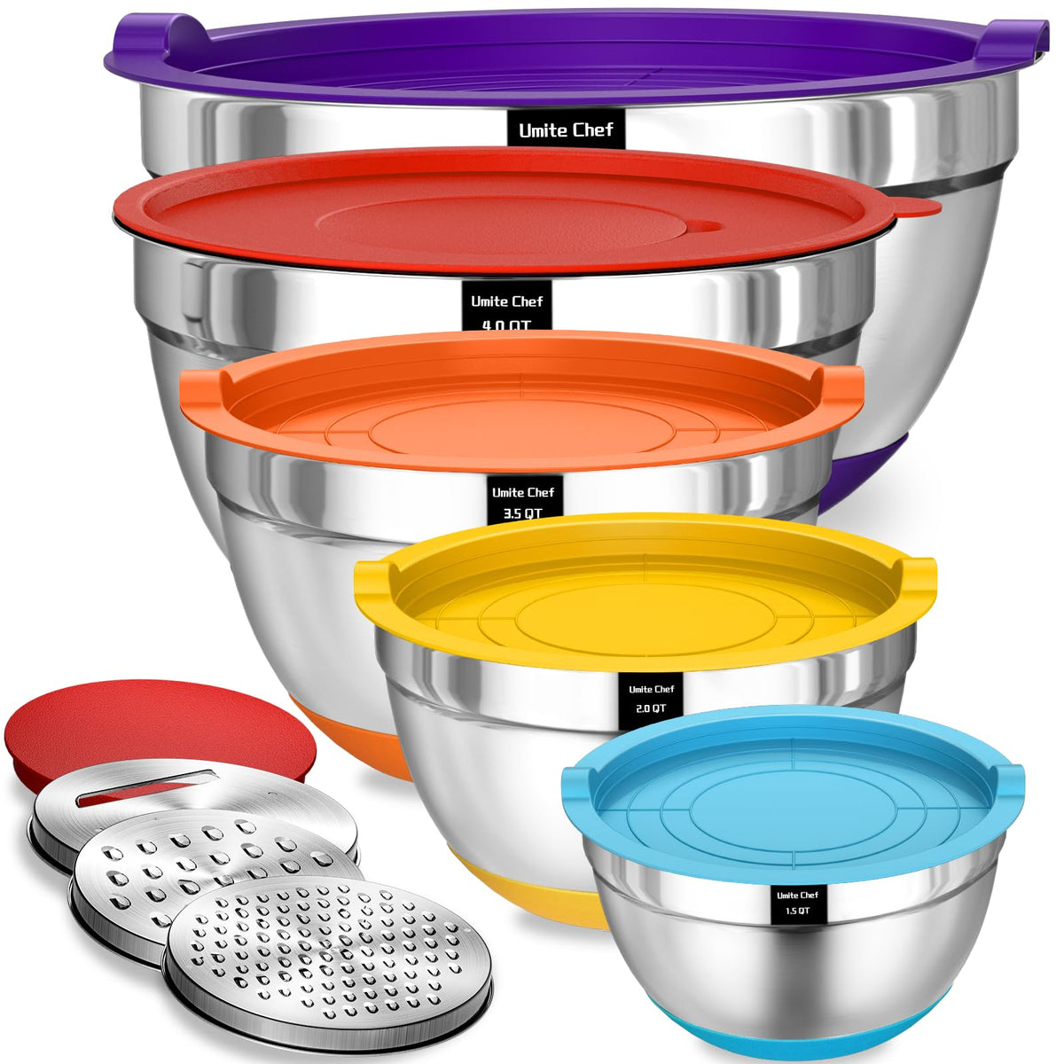 Umite Chef Mixing Bowls with Airtight Lids Set