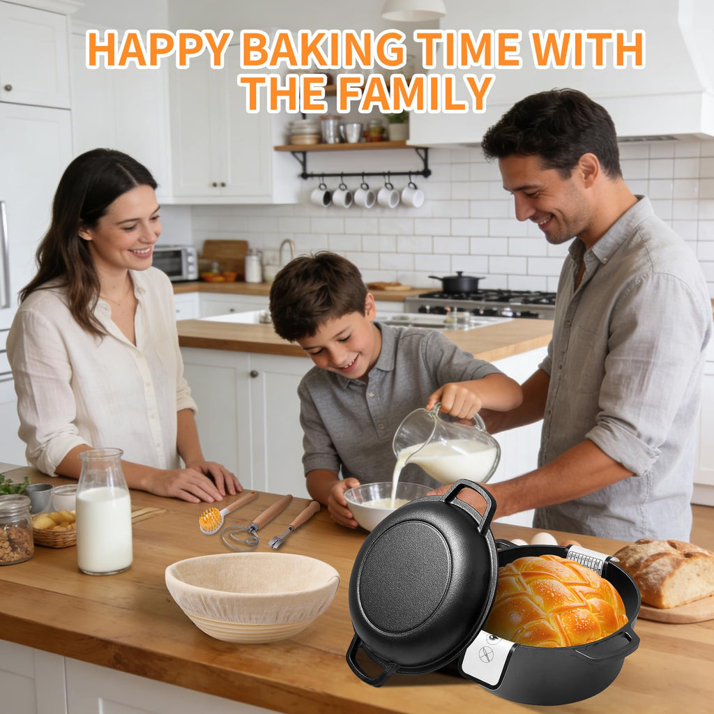 5-Qt Cast Iron Dutch Oven Bread Baking Set with Skillet Lid