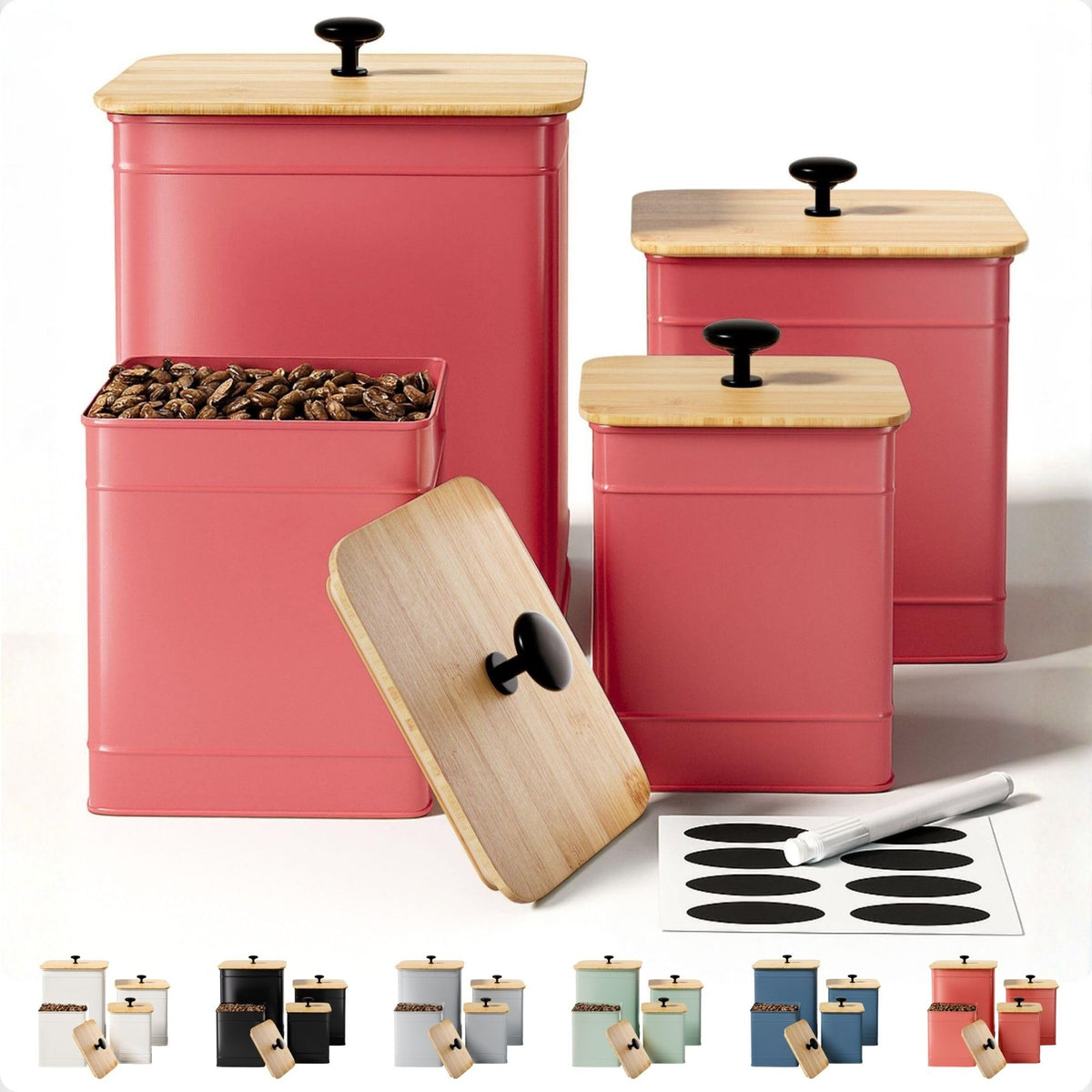 Big Iron Airtight Kitchen Canister Set with Chalkboard Labels